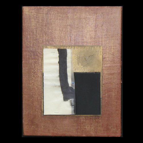 click to view large image of Untitled Study: Black, white, gold on sienna